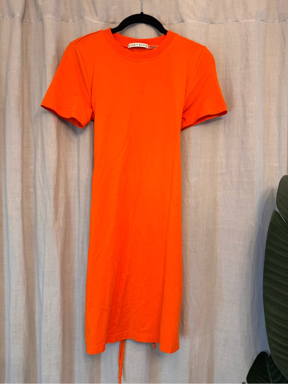 Alice + Olivia Vibrant Orange Tie-Back Crewneck Mini Dress XS